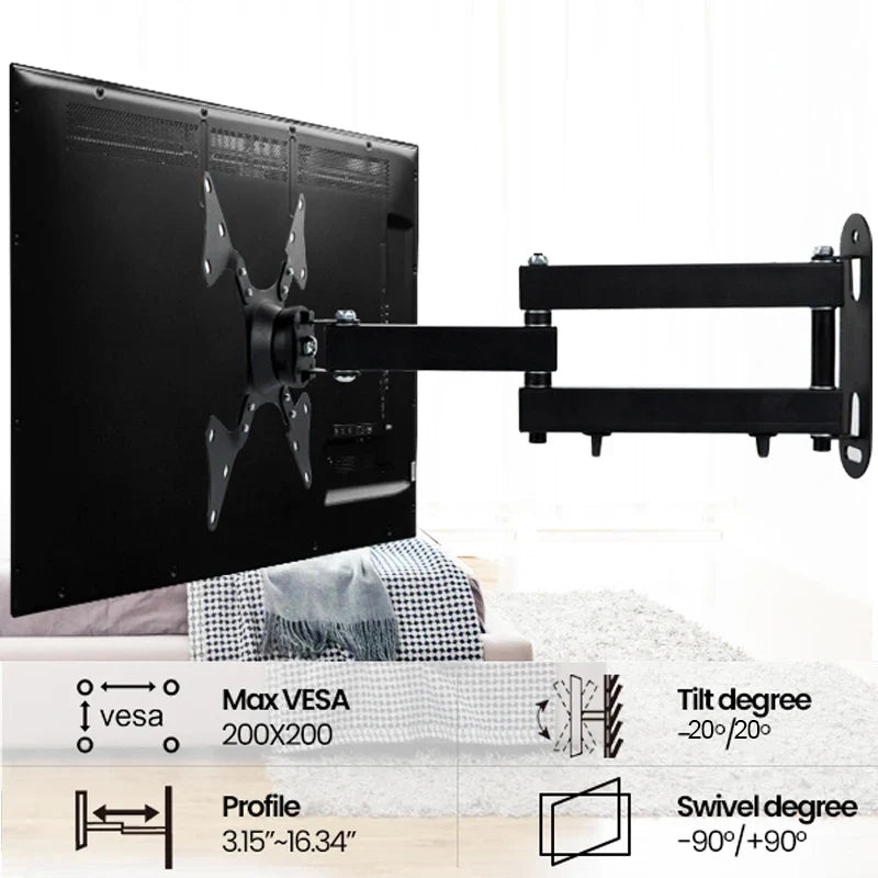 20° tiltable TV Wall Mount Bracket 360° Rotated Holder Universal TV Mounts for 10-32 Inch LCD LED Monitor Flat Panel Halloween