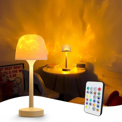 Projection Lamp HighFooted Water Ripple Table Lamp LED Aurora Projector With Remote Control Indoor Romantic And Interesting Gift
