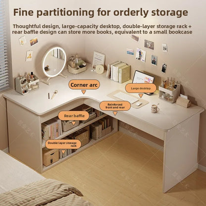 Computer desk Desktop Home bedroom Bookshelf Integrated student learning to write Corner Multifunctional office desk