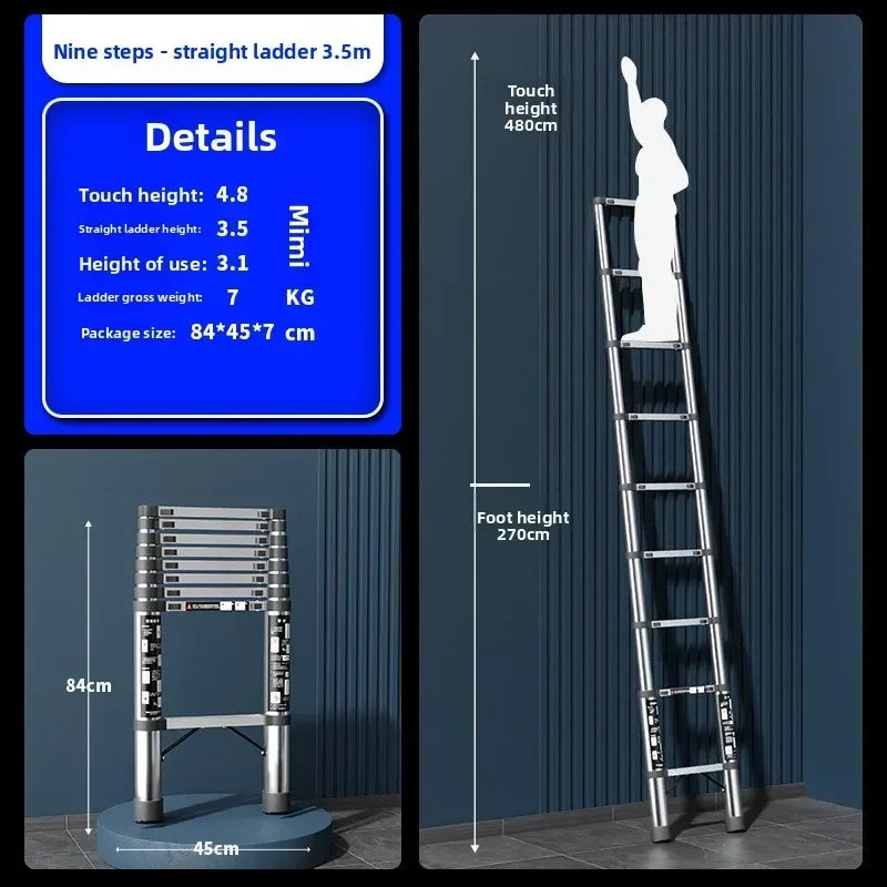Stainless steel telescopic ladder Multifunctional  herringbone ladder Portable folding ladder Bamboo ladder Lifting ladder