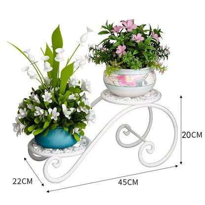 Two Tier Iron Plant Stand Floor Balcony Plant Rack Indoor Living Room Minimalist Flower Pot Shelf Hanging Plants Plant Rack