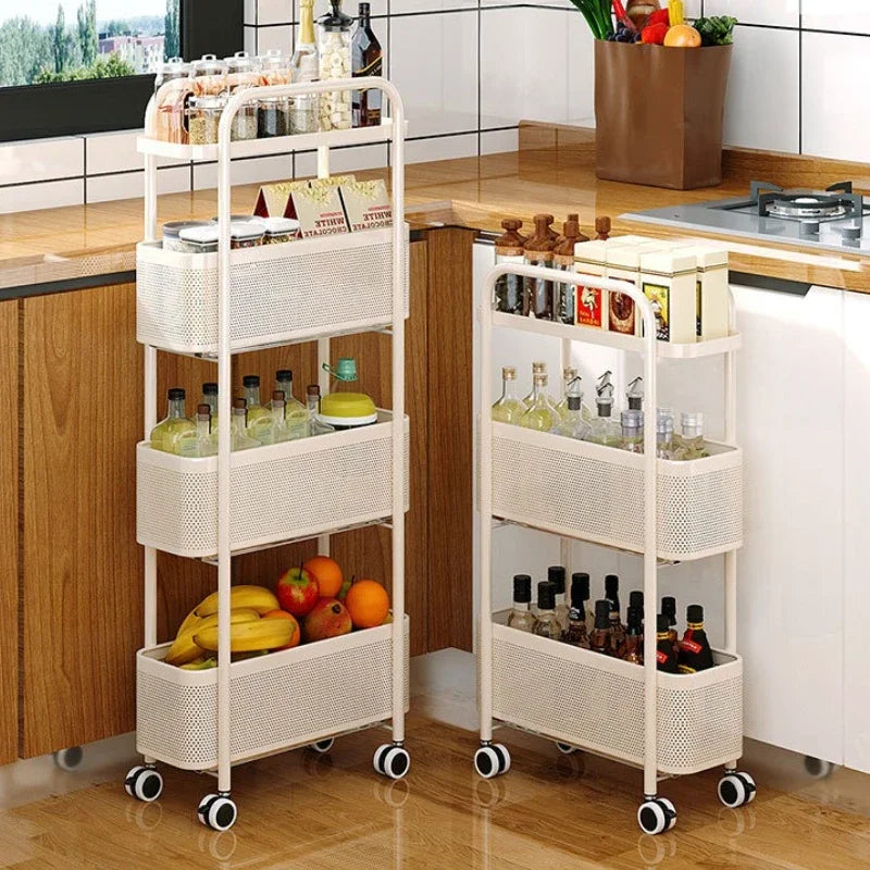 Slim Gap Portable Trolley Organizer Drawer Narrow Space Saver Kitchen Bathroom Sofa Fridge Multi Tier Foldable Storage Wheels