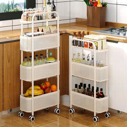 Slim Gap Portable Trolley Organizer Drawer Narrow Space Saver Kitchen Bathroom Sofa Fridge Multi Tier Foldable Storage Wheels