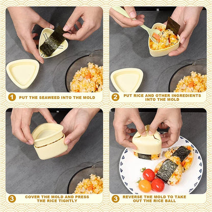 3 Pack Onigiri Sushi Maker Mold Kit Classic Triangle Rice Ball Mold Maker Sushi Mold Musubi Press Mold For Kid Lunch Bento YY180
