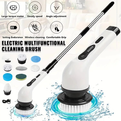 9-in-1 Wireless Rotating Electric Cleaning Brush - Household Multi-scene Scrubber for Bathroom, Kitchen & Toilet Deep Cleaning