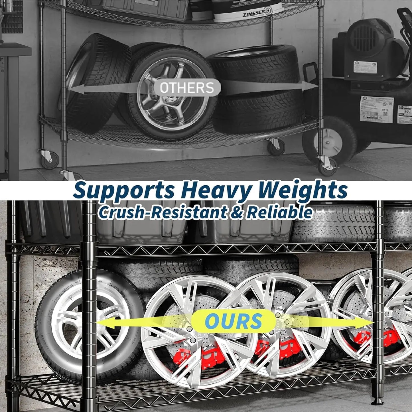 Heavy Duty 4-Tier Storage Shelves Adjustable Metal Wire Shelf, 1060 lbs Capacity Ideal for Kitchen, Pantry, Garage