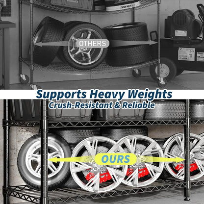Heavy Duty 4-Tier Storage Shelves Adjustable Metal Wire Shelf, 1060 lbs Capacity Ideal for Kitchen, Pantry, Garage