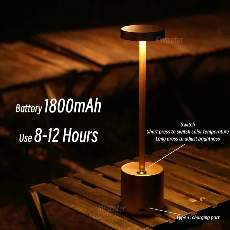 Table Lamp LED Touch Sensor Desktop Night Light Rechargeable Wireless Reading Lamp 3Colors Adjustable Creative Ambient Light