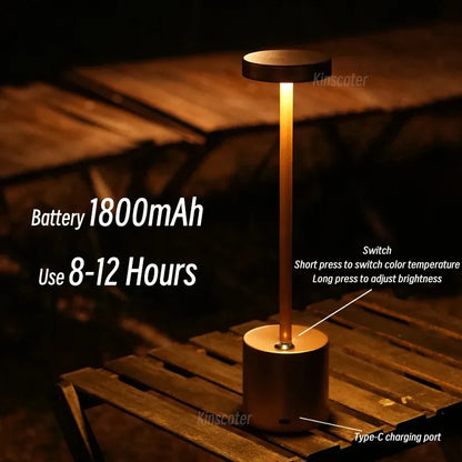 Table Lamp LED Touch Sensor Desktop Night Light Rechargeable Wireless Reading Lamp 3Colors Adjustable Creative Ambient Light