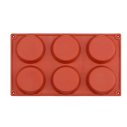 6-Cavity Round Silicone Baking Molds Non-Stick Round Cylinder Mold Kitchen Baking Mold for Cupcake Whoopie Pie Pan Burgers YY22