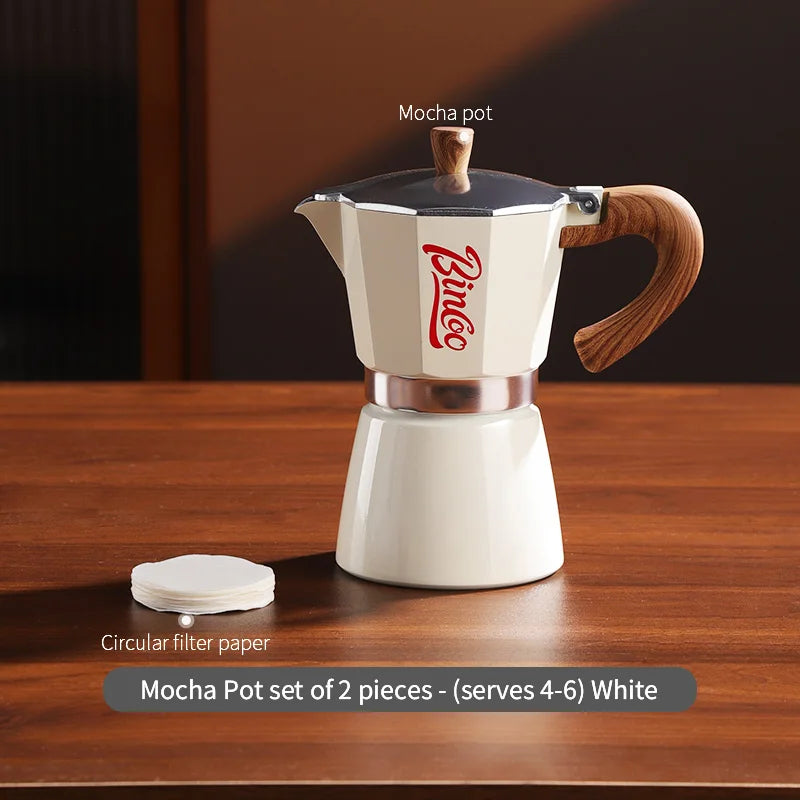Bincoo Coffee Moka Pot Set with Filter Paper for Home Use Small Espresso Extraction Machine Complete Brewing Kit
