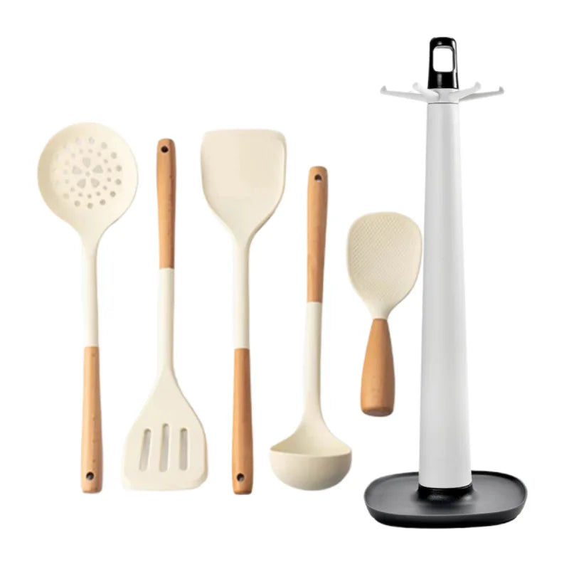 NEW Silicone Spatula Non Stick Pan Wooden Handle Silicone Vegetable Heat-resistant Silicone Cooking Spatula Spoon Kitchen tool