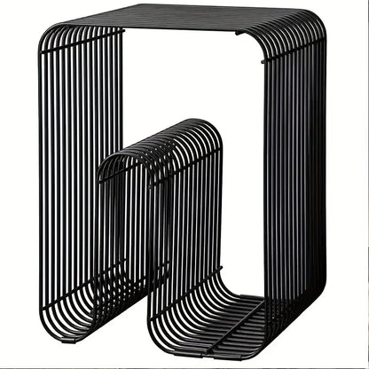 Square metal silver edge table, geometric patterned bookshelf, magazine rack, wall mounted living room storage rack