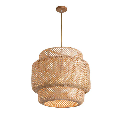 Modern 30cm E27  Bamboo Pendant Light Hand Woven Bamboo Art Chandelier Dining Room Lantern Chandelier Bedroom Dining Room Lamp