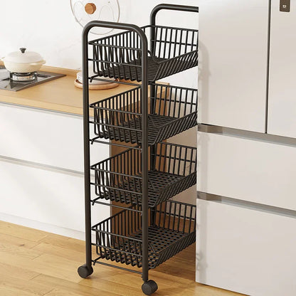 Slim Multi Tier Rolling Kitchen Trolley Organizer Cart Wheels Foldable Mobile Storage Rack Pantry Balcony Bedroom Living Room