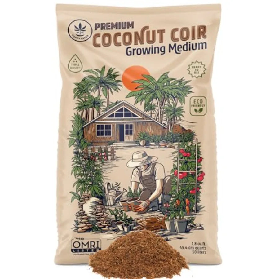Happy Trees Coco Coir Loose Coconut Fiber Growing Medium Potting Mix Seed-Starting Premium Quality Triple-Washed for Low Salt/E