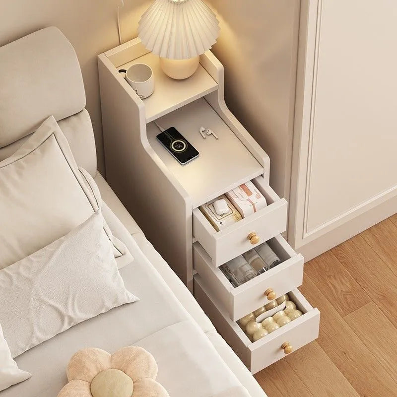 Bedside table Household bedroom Extremely narrow bedside seam rack 20CM wide mini narrow cabinet Bedside side low cabinet