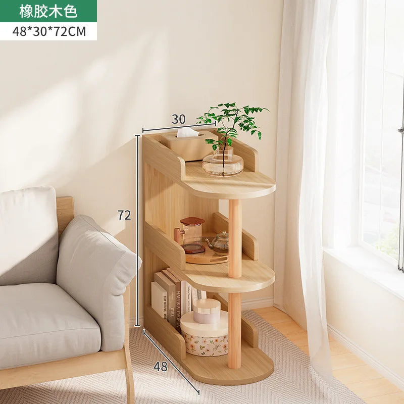 Wooden Corner Storage Bedside Table Simple Modern Multi-Layer Side Table Nightstand Cabinet Standing Bookcases Home Living Room