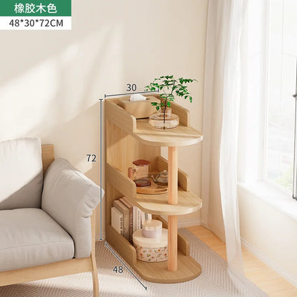Wooden Corner Storage Bedside Table Simple Modern Multi-Layer Side Table Nightstand Cabinet Standing Bookcases Home Living Room