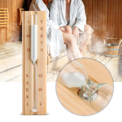 Hourglass Clock Wooden Hourglass Wooden Sauna Timer 15-Minute Sand Timer Countdown Timer Accessory for Sauna & Spa Rooms