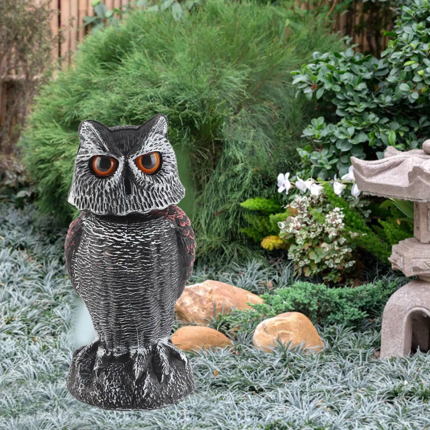 Owl Decoy Owl Decoy to Scare Birds Plastic Shake Head Owl Decoy To Scare Birds Away Scarecrow Fake Owl Outdoor Garden Decoration