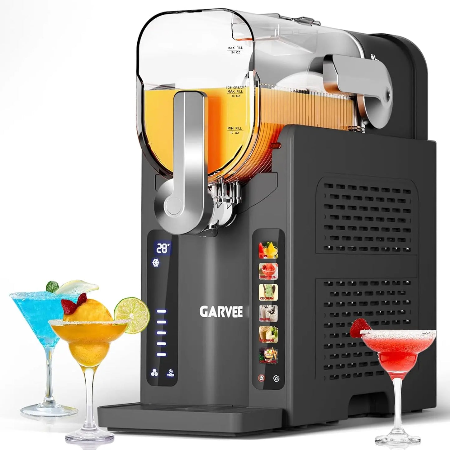 Slushie Machine for Home,No Ice Needed,Frozen Drink Maker with LED Display,6 Pre-Set Programs,for Margaritas,Smoothies,Ice Cream