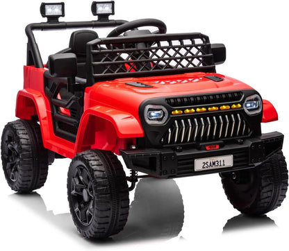 12V Kids Ride On Truck Car Toy Battery Powered Electric Vehicle with Remote Control, Spring Suspension, LED Lights, Music,