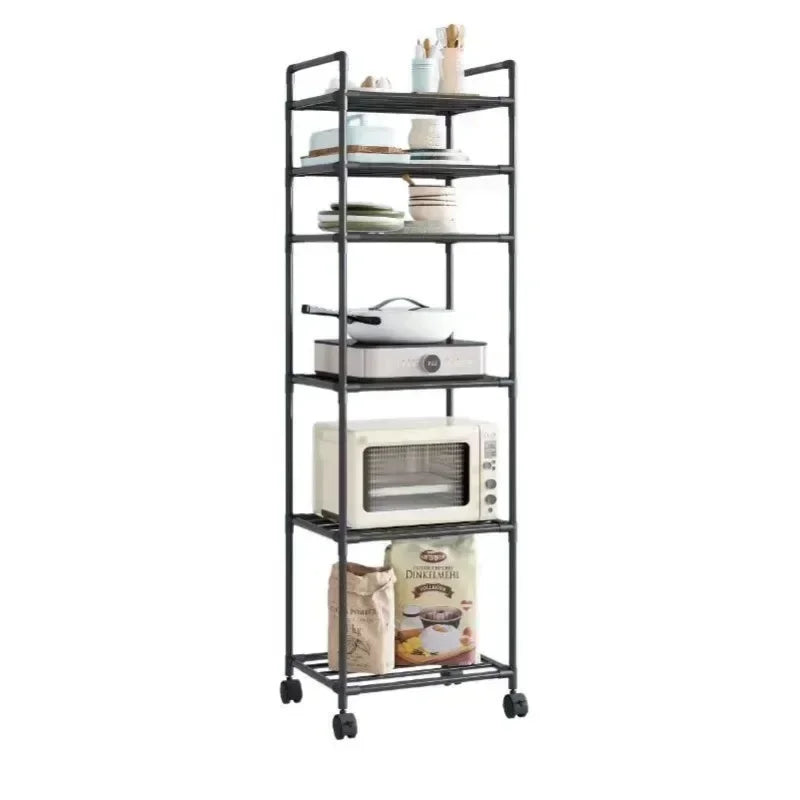 Multi-function Landing Trolley Microwave Oven Rack Installation Storage Rack Bathroom Kitchen Organizer Small Space-Saving Rack