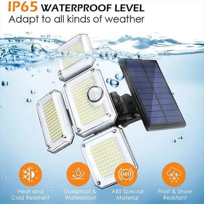 138/198/333/74 LED Solar Lights Outdoor Motion Sensor Human Induction Adjustable Head IP65 Waterproof Solar Power Wall Lamp