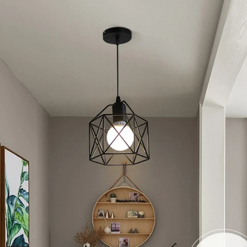 Modern LED Pendant Light Iron E27 blub base Minimalist Hanging Lamp Living Room Bedroom Restaurant Shop Bar Fixture Decoration