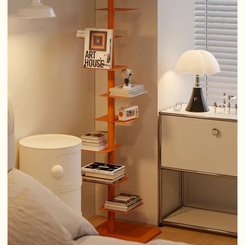 Designer Rotating Spiral Shelf Bookshelf Corner Iron Display Rack Narrow Bookcase Living Room Space Saving Storage Organizer