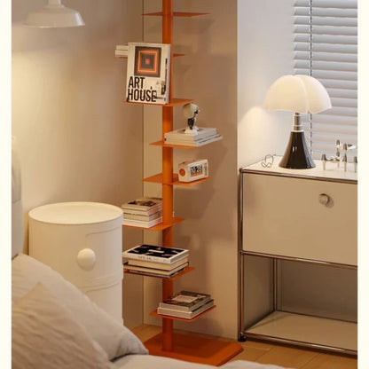 Designer Rotating Spiral Shelf Bookshelf Corner Iron Display Rack Narrow Bookcase Living Room Space Saving Storage Organizer