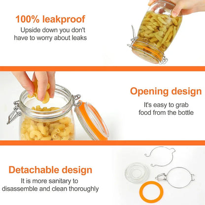 HeY LiLac Glass Jars with Lids Kitchen Airtight Glass Jars Wide Mouth Canning Jars with Clip Top Lids Leak Proof Canisters Jars