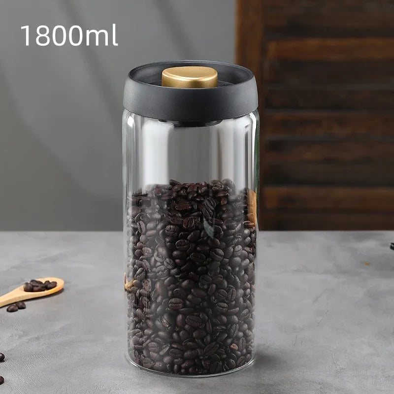 Coffee Jar Manual Vacuum Moisture Proproof Storage Jar Kitchen High Borosilicate Glass Tea Jar Coffee Bean Storage Sealed Jar