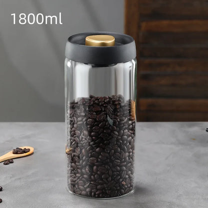 Coffee Jar Manual Vacuum Moisture Proproof Storage Jar Kitchen High Borosilicate Glass Tea Jar Coffee Bean Storage Sealed Jar