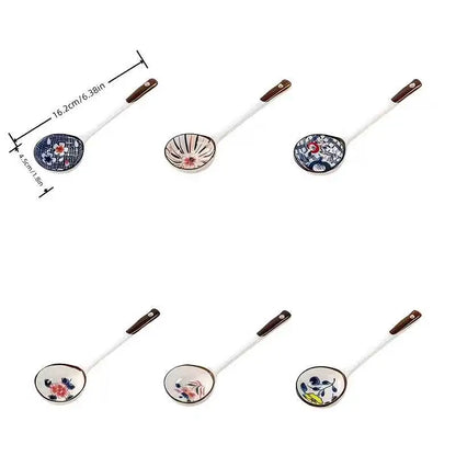 Gift Set Household Ceramic Spoon Hand-painted High-value Long-handled Spoon Creative Dessert Spoon Eco-friendly Underglaze Paint