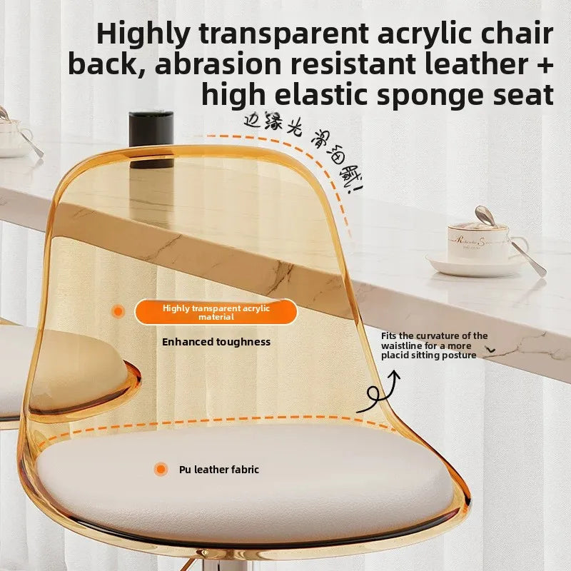 Adjustable Swivel Bar Stool Gas Lift High Back PU Leather Modern Counter Chair Kitchen Breakfast Bar Bar Stools Furniture
