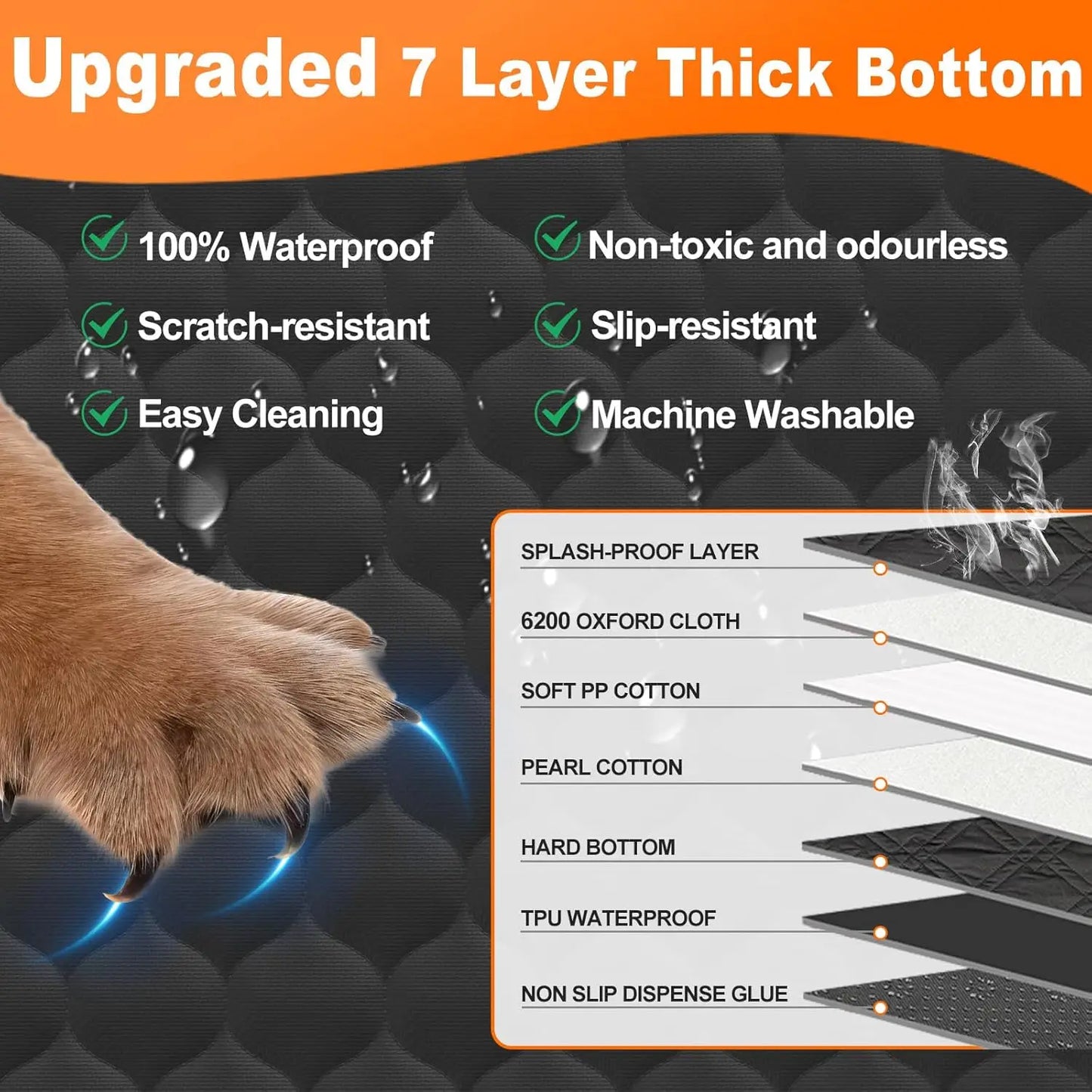 Cat Car Seat Cover for Back Seat,100% Waterproof Scratch Proof Nonslip Seat Cover,600D Heavy Duty Scratch Proof Nonslip Durable