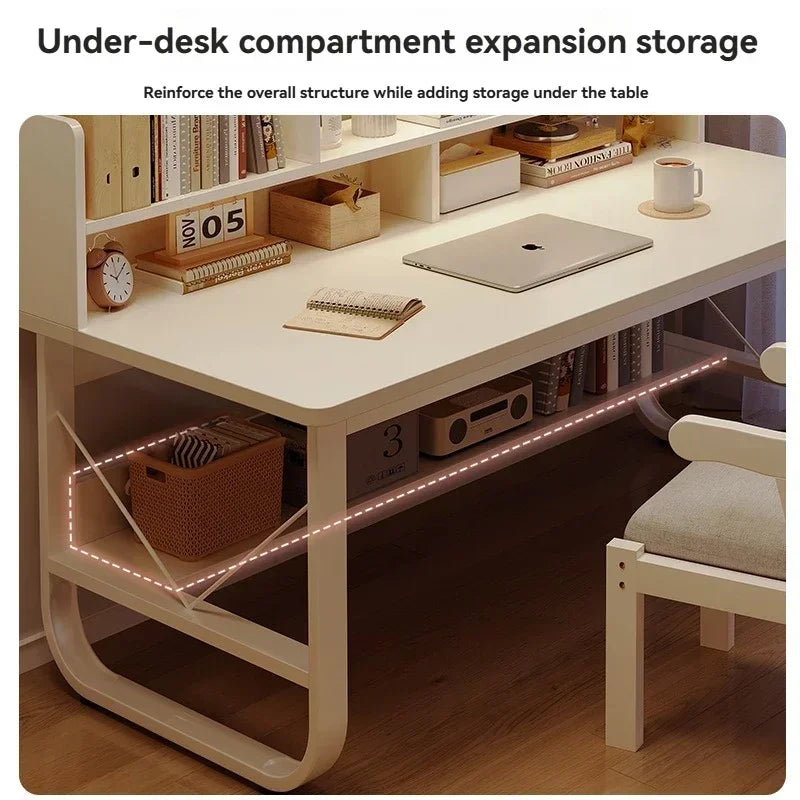 Computer Desk, Desktop, Home Bookshelf Integrated, Student Bedroom, Study Writing, Desk And Chair Combination, Simple Office Des