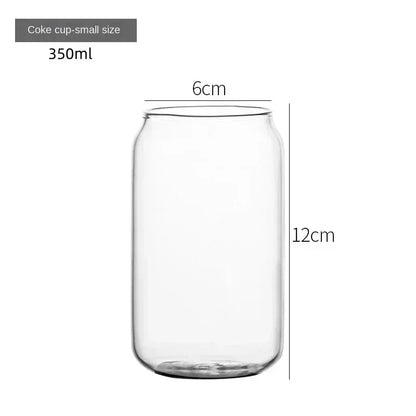 350ml/550ml Glass Cup Cola Cold Drink Water Cup with Bamboo Lid Coffee Milk Juice Straw Mug Beer Can Drink Home Breakfast Cup