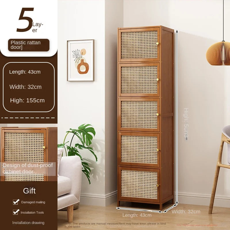 Bookcase with door, multi-layer storage rack, seam storage cabinet, living room display cabinet, bookshelf