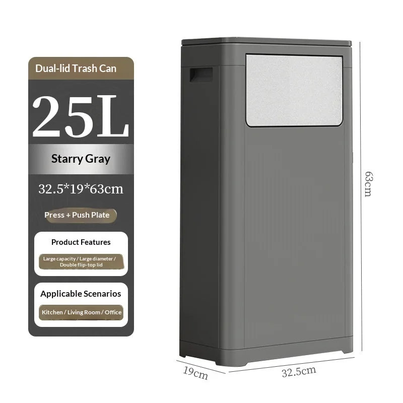 Touchless Motion Sensor Trash Can Dual Lid Hands Free Kitchen Large Capacity Outdoor Commercial Garbage Bin Lixeira Banheiro