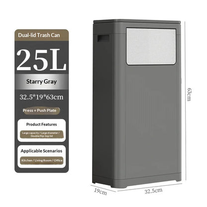 Touchless Motion Sensor Trash Can Dual Lid Hands Free Kitchen Large Capacity Outdoor Commercial Garbage Bin Lixeira Banheiro