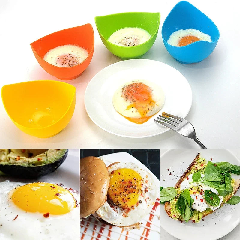 4Pc Silicone Egg Poacher Cups with Ring Standers Nonstick Egg Poaching Cups for Air Fryer Baking Oven Stovetop Egg Cooking YY103