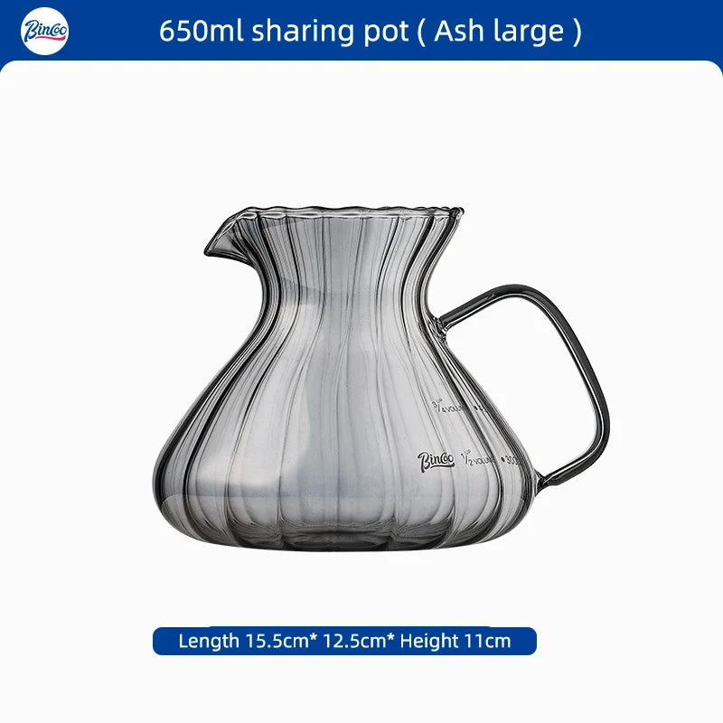 Bincoo 500ml / 600ml Glass Hand Drip Coffee Pot Carafe Share Pot Pour Over Coffee Server Drip Coffee Pot