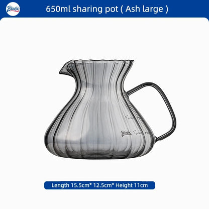 Bincoo 500ml / 600ml Glass Hand Drip Coffee Pot Carafe Share Pot Pour Over Coffee Server Drip Coffee Pot