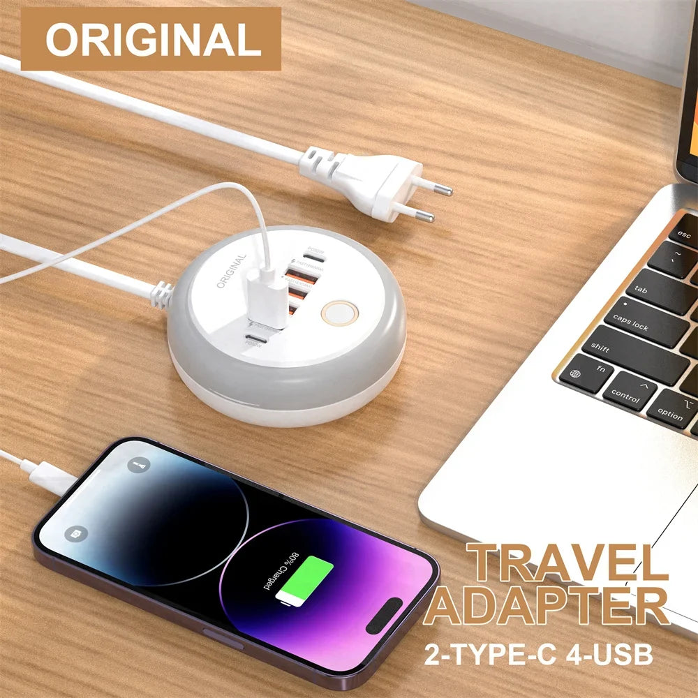 Multi Ports PD Type C Fast Charging Wall Charger 50W USB Charger USB Hub For Samsung iPhone Xiaomi EU/US/UK Plug Phone Charger