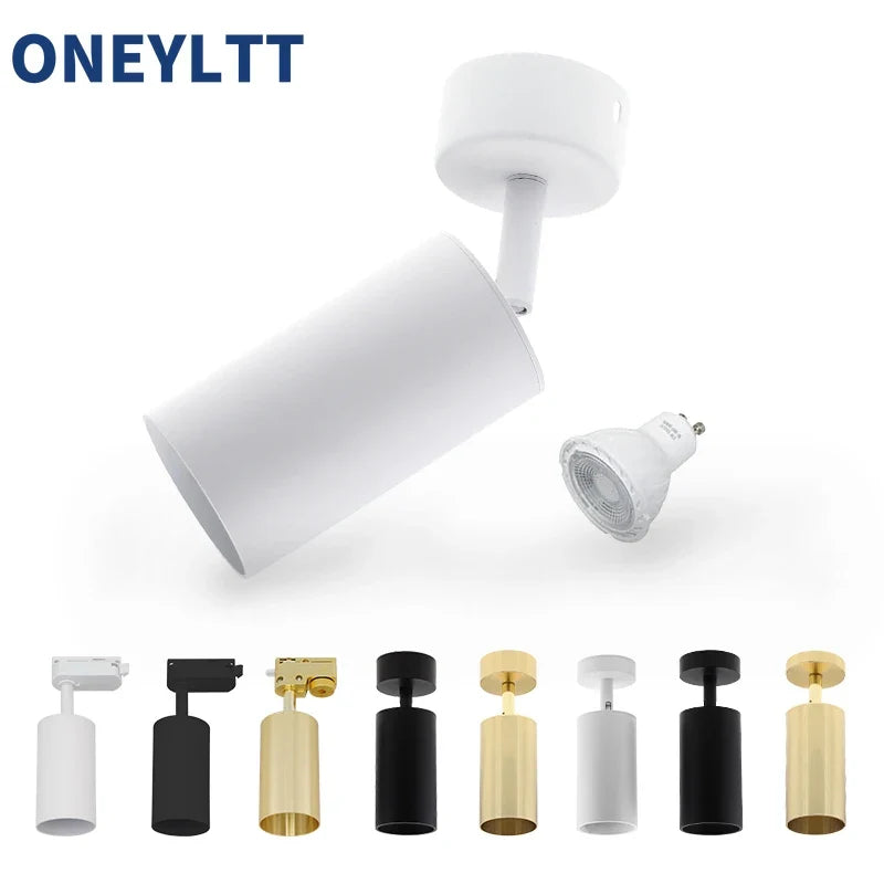 Surface Mounted 360° Rotatable White Black Gold Copper LED Ceiling Track Downlight 6W GU10 Bulb Replaceable Wall Spot Light