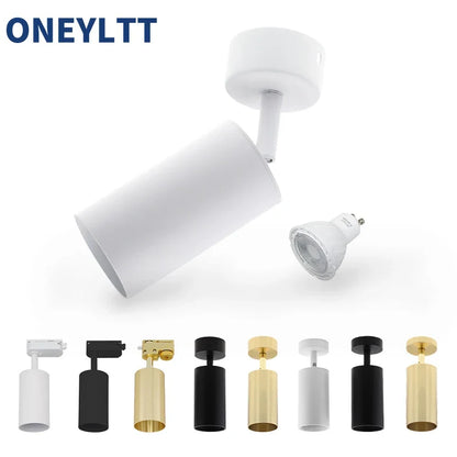 Surface Mounted 360° Rotatable White Black Gold Copper LED Ceiling Track Downlight 6W GU10 Bulb Replaceable Wall Spot Light