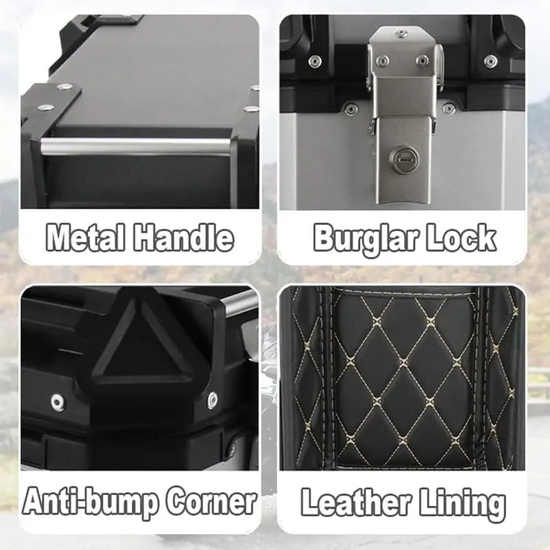 Motorcycle Top Case 55L Universal Motorcycle Rear Box Aluminum Alloy Motorbike Trunk Travel Luggage Storage Tour Tail Box